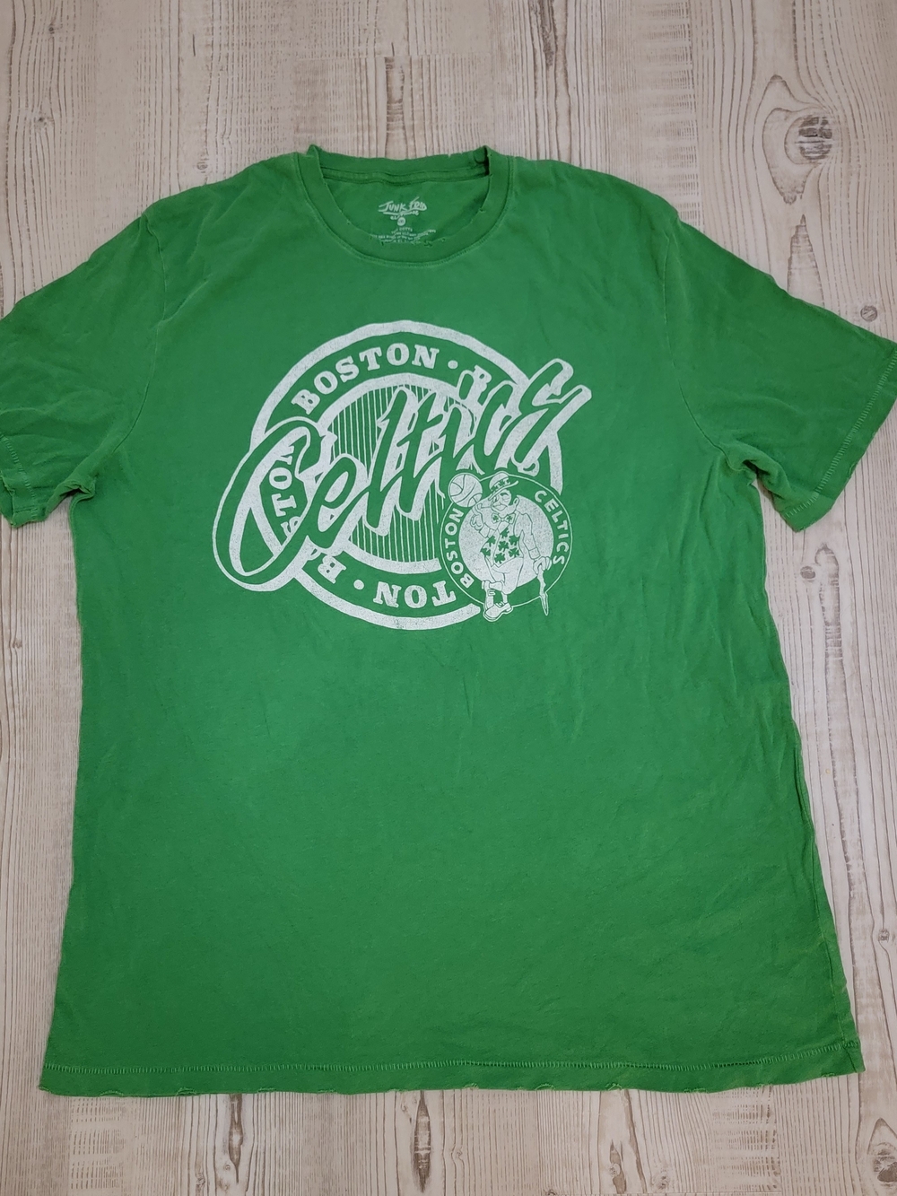 Junk Food Clothing Boston Celtics Distressed Green Graphic Tee XXL 100% Cotton